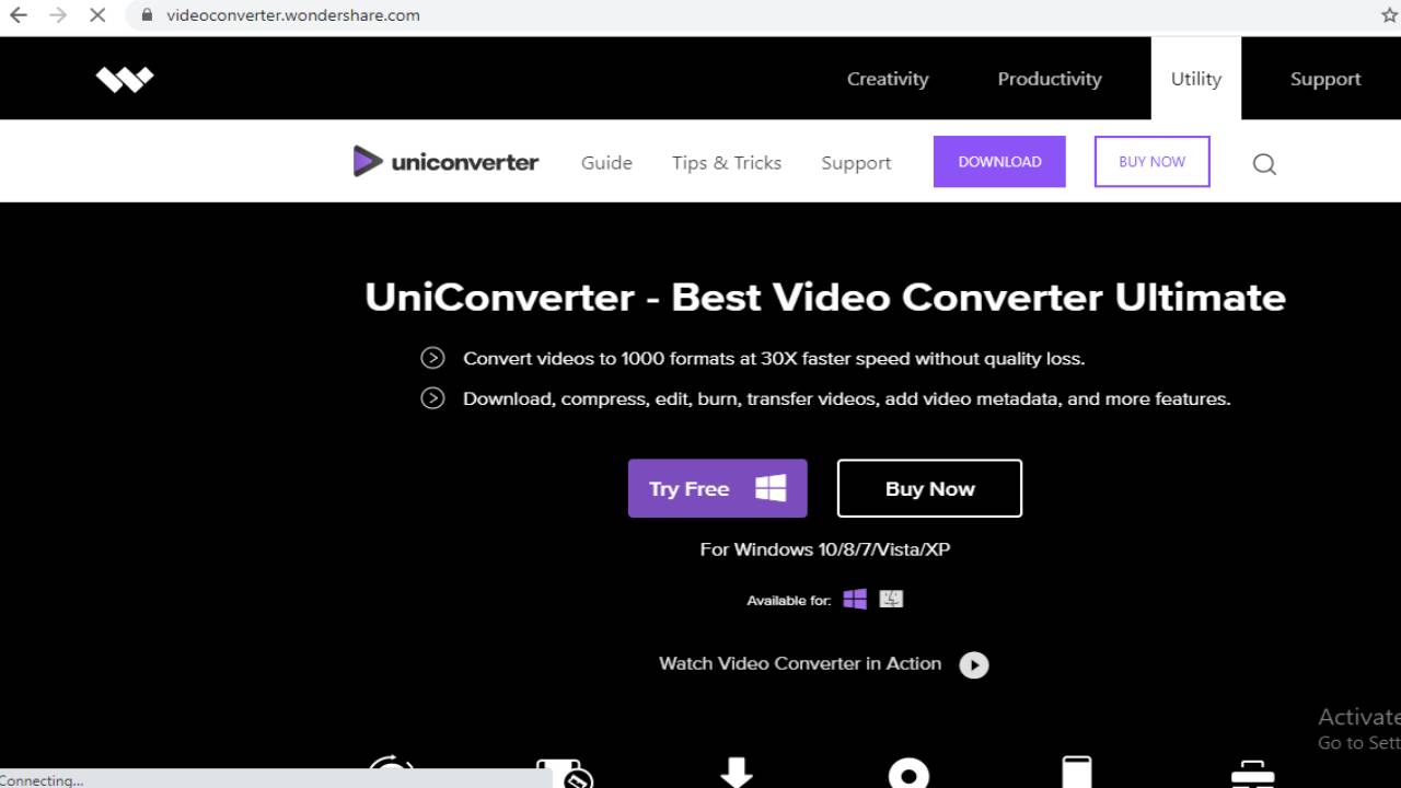 Steps by step method to convert mp4 to MOV format using Wondershare UniConverter software