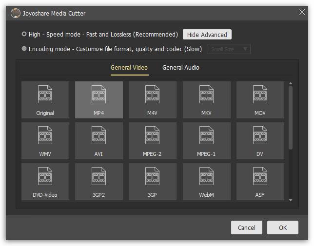Select the desired video output format and destination folder in your system